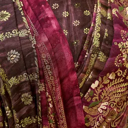 K 5 Fashion Floral Printed Pure Georgette Saree With Unstitched Blouse Piece image 5