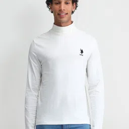 U.S. Polo Assn. Denim Co. Men Brand Logo Printed Turtle Neck Cotton Slim Fit T-shirt image 1