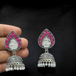 Anouk Leaf Shaped Jhumkas Earrings-picture-12