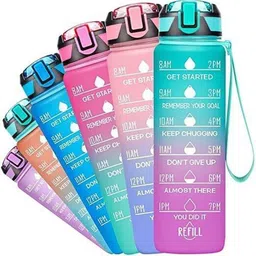 FINIFAB Blue & Brown Single Colourblocked Water Bottle image 2