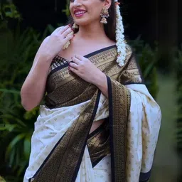 tammu designer Ethnic Motifs Zari Silk Blend Handloom Saree-picture-34