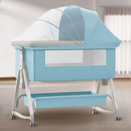 StarAndDaisy Blue 3-in-1 Baby Cradle With Locking Wheels Bedside-image-36