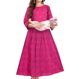 B2F Manufacturing & Designing Kurti Geometric Printed Round Neck A-Line Maternity Kurta-picture-26