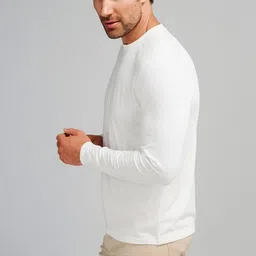 inner element Men Solid Round Neck Cotton Slim Fit T-shirt image 5