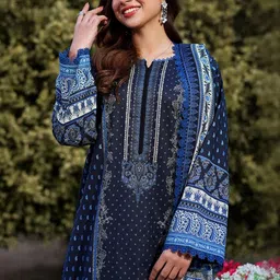 GoSriKi Women Ethnic Motifs Printed Regular Kurta with Trousers & With Dupatta image 5
