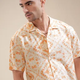 LOCOMOTIVE Premium Men Printed Cuban Collar Relaxed Fit Shirt-picture-36