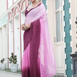 GHAN SALS Striped Ombre Saree With Unstithced Blouse Piece image 3