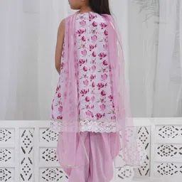 Little Bansi Girls Printed Regular Pure Cotton Kurta with Salwar & With Dupatta image 4