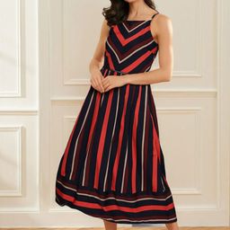 Stylecast X Slyck Geometric Printed Fit and Flare Sleeveless Maxi Length Dress-picture-40