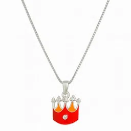 925 SILLER Girls Sterling Silver Rhodium-Plated Stones Studded Quirky Pendant With Chain-image-39