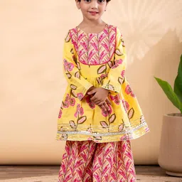 Readiprint Girls Floral Printed Empire Gotta Patti Pure Cotton Kurta with Sharara-picture-10