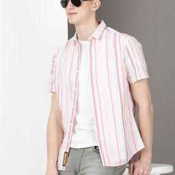 MaverIQ Men Slim Fit Vertical Striped Spread Collar Cotton Casual Shirt-picture-12