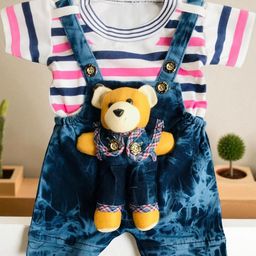 Pohar Creation Kids Teddy Bear Detailed Dungaree With T-shirt Set-picture-30