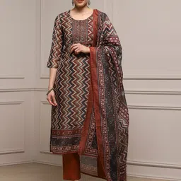 Biba Chevron Printed Sequinned Unstitched Dress Material-picture-32