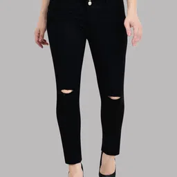 LINARIA Women Classic Slim Fit Slash Knee Cotton Jeans-image-72