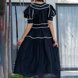 HOUSE OF JAMOTI Women Soot Black Lacious Dress image 4