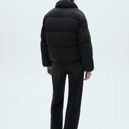 MANGO Padded Faux Fur Trim Jacket image 4