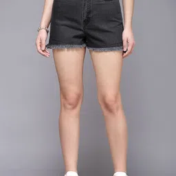 COSMIC TRIO Women Washed High-Rise Denim Shorts-picture-11
