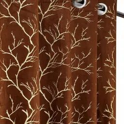 GEET CREATIONS Coffee Brown Set of 2 Floral Long Door Curtain-picture-47