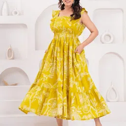 Chronorex Printed Pure Cotton Fit & Flare Midi Dress-picture-37