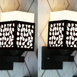 Gojeeva Black Wood Square Shaped Wall Lamp-picture-26
