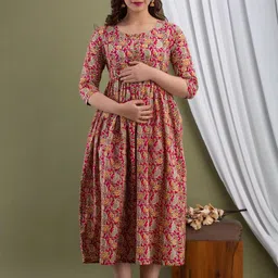 CLOTHYCORP Women Floral Printed Floral Maternity Anarkali Kurta-picture-18