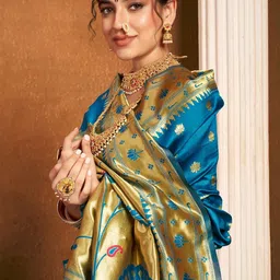 SANISA Ethnic Motifs Zari Silk Blend Heavy Work Saree image 5