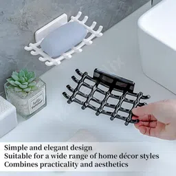 havenflix Self Draining Soap Holder, Wall Mounted Plastic Soap Dish Case (Pack of 2) image 3