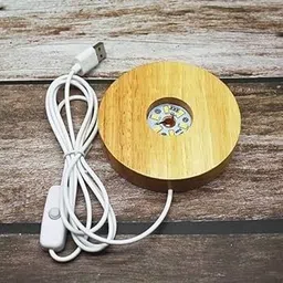 starkendy 3D Night Table Study Lamp With Wooden Base & USB Cable Switch, Party Decoration Night Lamp image 4