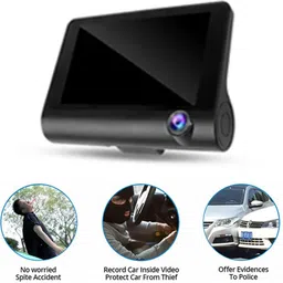 ccmm DVR 4inch 3way 170 Degree/Wide Angle 1080 Video Recorder Screen For Car Black LCD image 3