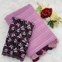 k 5 fashion Striped, Dyed Bollywood Chiffon Saree-picture-14