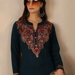 libas Women Embroidered Wool Straight Kurta-picture-13