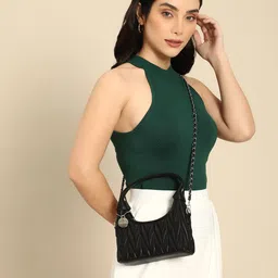 DressBerry Structured Hobo Bag with Quilted Detail-picture-23
