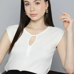 Chemistry Keyhole Neck Crepe Top-picture-43