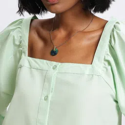 glitchez Puff Moment Square Neck A-Line Top image 3