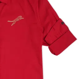 CAVIO Boys Red Solid Casual Shirt image 4