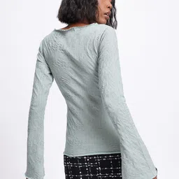 glitchez Seersucker Luxury Flared Sleeve Self-Designed Top image 3