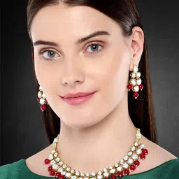 Peora 18k Gold-Plated & Red Kundan- Studded Jewellery Set-picture-38