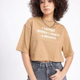 glitchez Urban Touch Typography Printed Oversized Crop T-shirt image 3