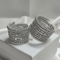 ORANGENYSHA Women 2 Handcrafted Silver-Plated Cuff Bracelet-image-0