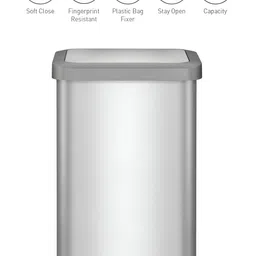 OBSESSIONS Grey & Black Stainless Steel Soft-Close Trash Pedal Dustbins - 45 L image 5