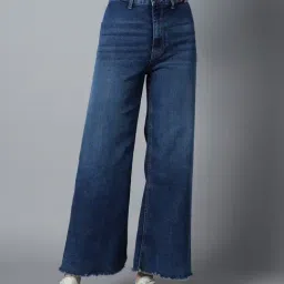 High Star Dark Blue Cotton Straight Fit Mid Rise Jeans-picture-48