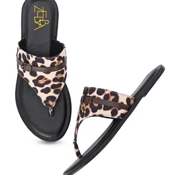 Zebba Women Printed T-Strap Flats image 4