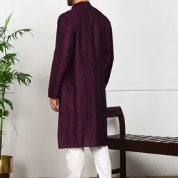 SWAGGINDIA Men Ethnic Motifs Embroidered Thread Work Floral Kurta image 4