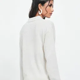 Akkriti By Pantaloons Ecru Regular Fit Textured Sweater image 2