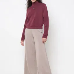 Guess Olympe Grape Violet Solid High Neck Regular Fit Sweatshirt image 5