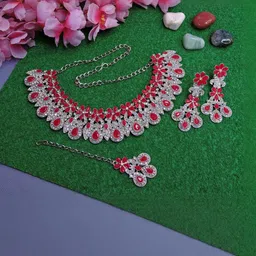 VATSALYA creation Alloy Red Jewellery Set image 1