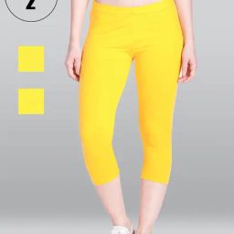 Lyra Yellow Cotton Capris - Pack Of 2-picture-1