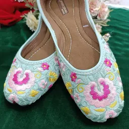 Desi Colour Women's Pista Green Ethnic Juttis-picture-25