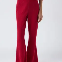 Superstar by Westside Red Waffle-Textured Flared Pants-picture-10